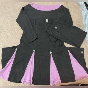 KidCuteTure Sz 12 Dress & Matching Leggings Charcoal & Lavender